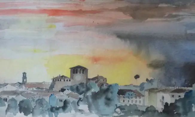 A painting of Fontanellato by Lt. P. B. Swain